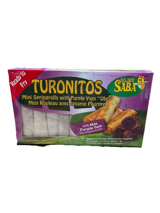 Golden Saba Turonitos Mini spring Rolls Banana & Ube Yam 454g