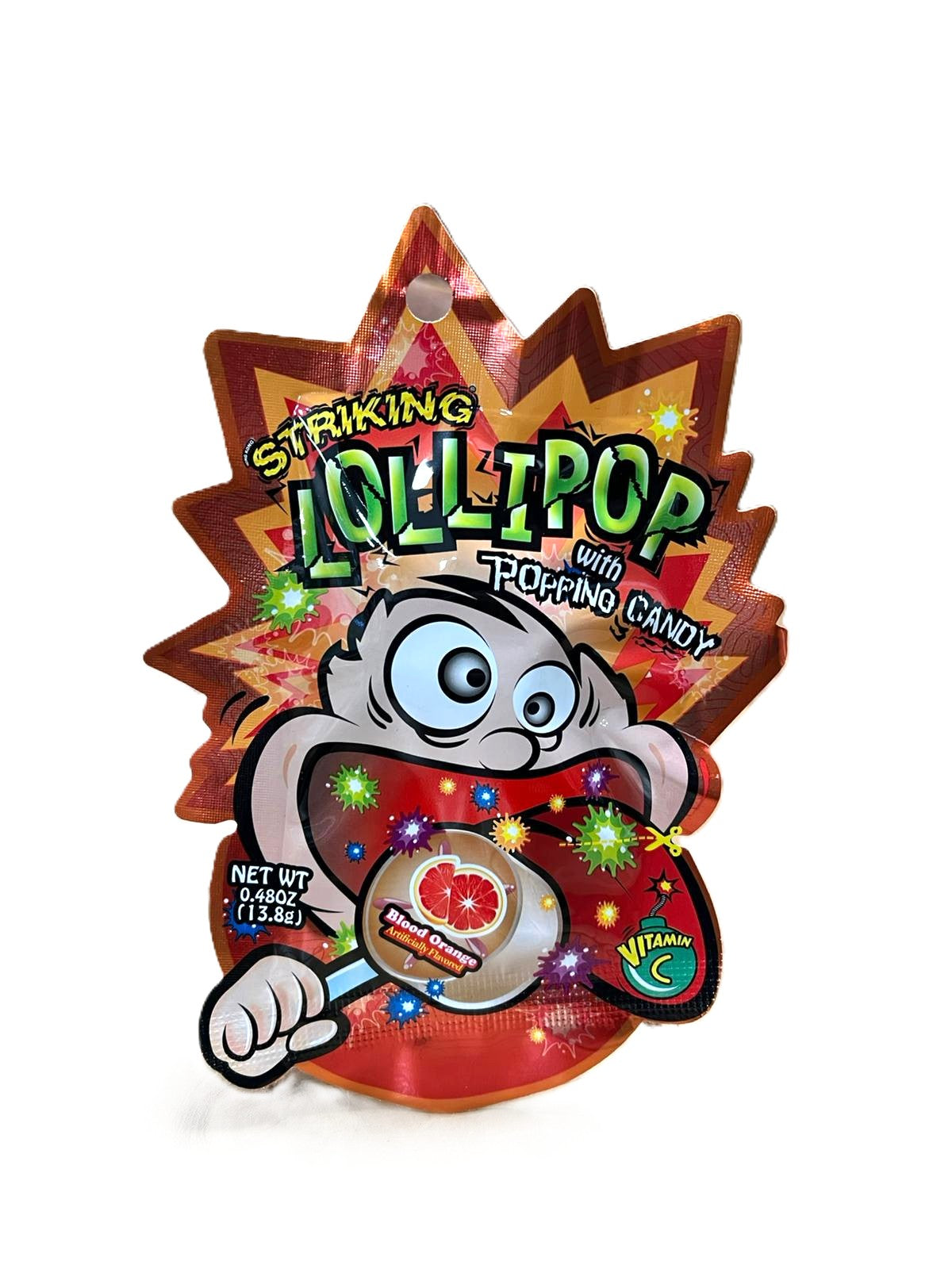 Striking Lollipop with Popping Candy - Blood Orange 13,8g